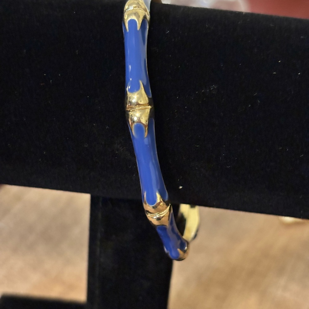 Blue and Gold Women's Bangle Bracelet - Picture 3 of 3